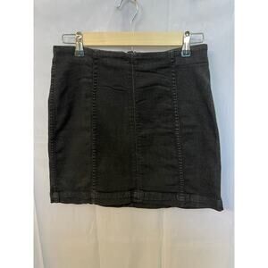 Free People Sz 6 Modern Femme Black Stretch Denim‎ Mini Skirt